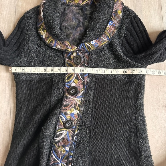 Y2K Sioni Wool Mohair Cardigan Womens L Fairy Whimsigoth Floral Boho Sweater - Picture 4 of 6